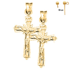 14K or 18K Gold INRI Crucifix Earrings