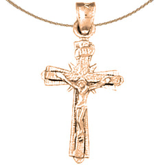 14K or 18K Gold INRI Crucifix Pendant