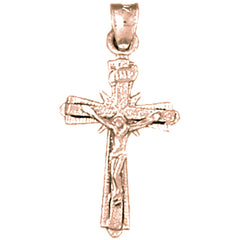 14K or 18K Gold INRI Crucifix Pendant