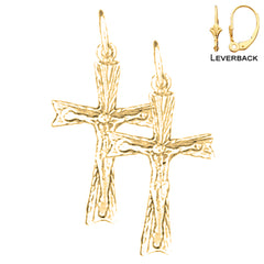 Sterling Silver 24mm Latin Crucifix Earrings (White or Yellow Gold Plated)