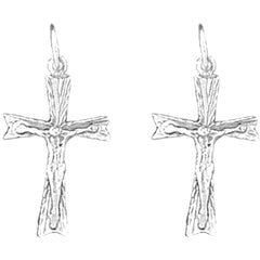 Sterling Silver 24mm Latin Crucifix Earrings