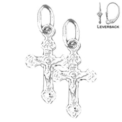 14K or 18K Gold Latin Crucifix Earrings