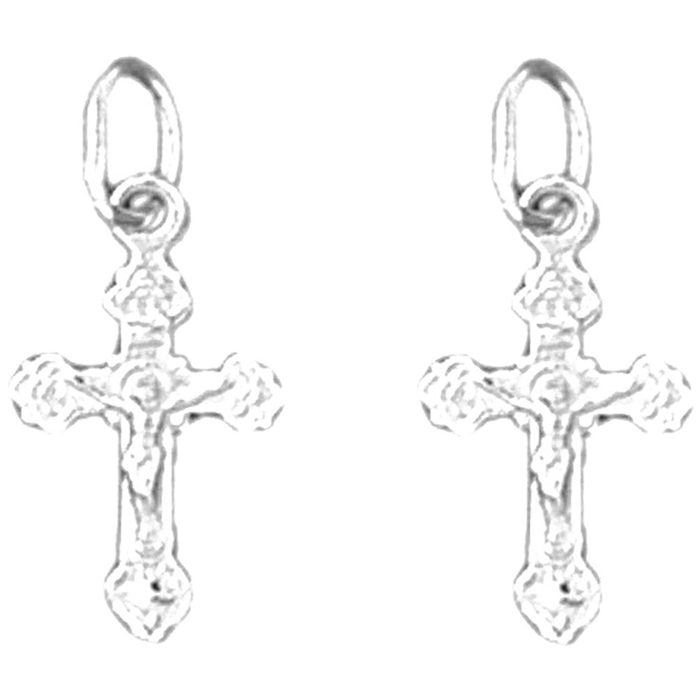 14K or 18K Gold 19mm Latin Crucifix Earrings