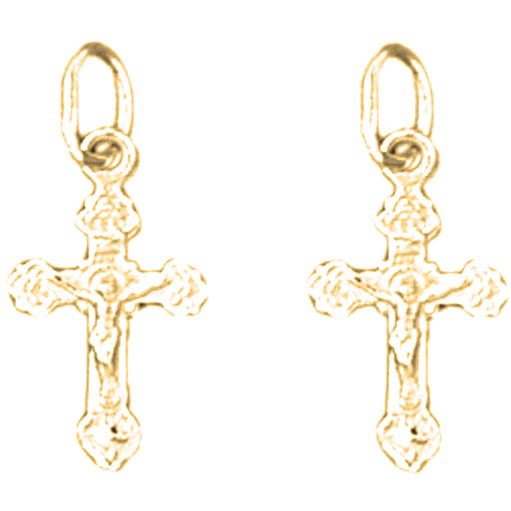 Yellow Gold-plated Silver 19mm Latin Crucifix Earrings