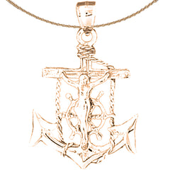 Colgante de crucifijo marinero de oro de 14 quilates o 18 quilates