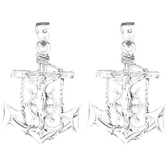 14K or 18K Gold 39mm Mariner's Crucifix Earrings