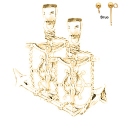 33 mm große Mariner-Kruzifix-Ohrringe aus Sterlingsilber (weiß- oder gelbvergoldet)