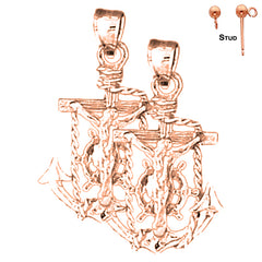 14K or 18K Gold Mariner's Crucifix Earrings