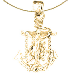 14K or 18K Gold Mariner's Crucifix Pendant