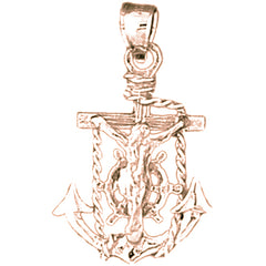 14K or 18K Gold Mariner's Crucifix Pendant