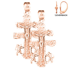 14K or 18K Gold Caravaca Crucifix Earrings