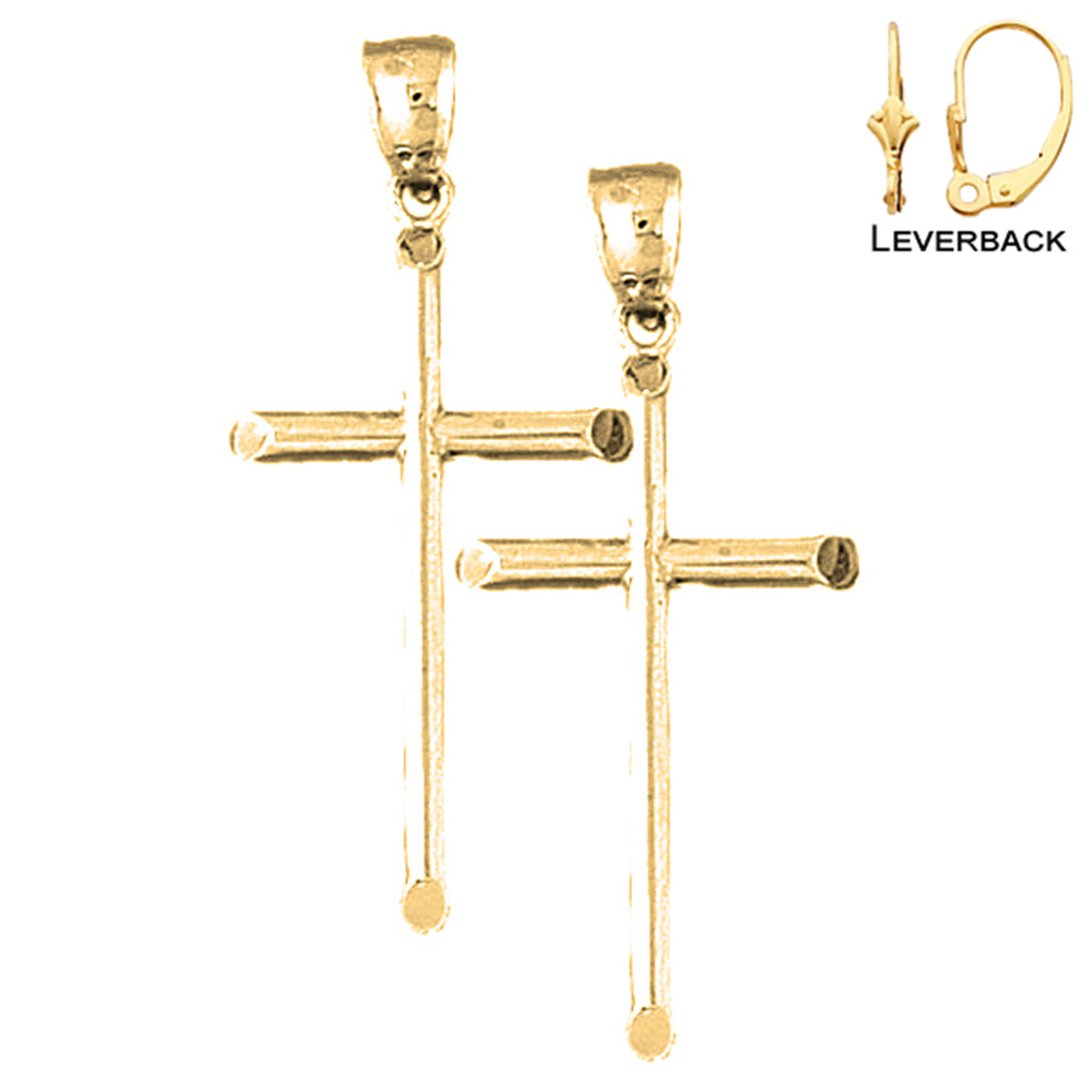 14K or 18K Gold Latin Cross Earrings