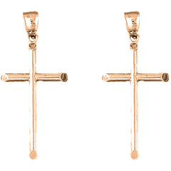 14K or 18K Gold 42mm Latin Cross Earrings