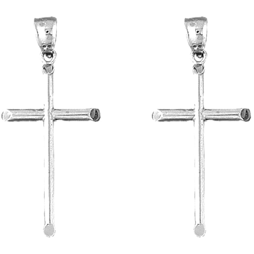 Sterling Silver 42mm Latin Cross Earrings