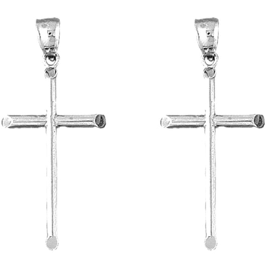 Sterling Silver 42mm Latin Cross Earrings