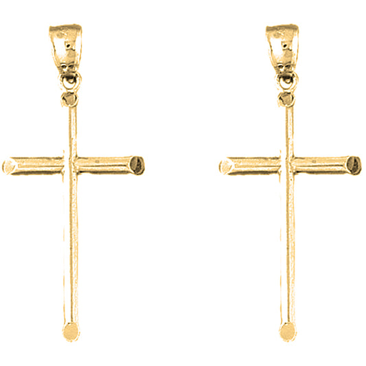 14K or 18K Gold 42mm Latin Cross Earrings