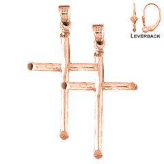 14K or 18K Gold Latin Cross Earrings