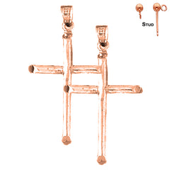 14K or 18K Gold Latin Cross Earrings