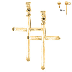 Pendientes de cruz latina de plata de ley de 38 mm (chapados en oro blanco o amarillo)