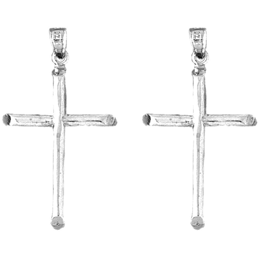 14K or 18K Gold 38mm Latin Cross Earrings