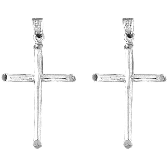 Sterling Silver 38mm Latin Cross Earrings
