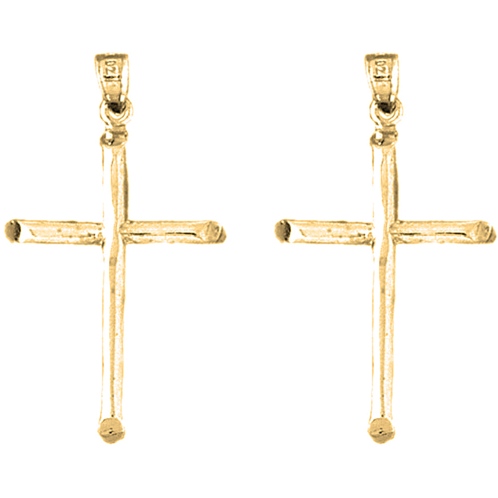 14K or 18K Gold 38mm Latin Cross Earrings