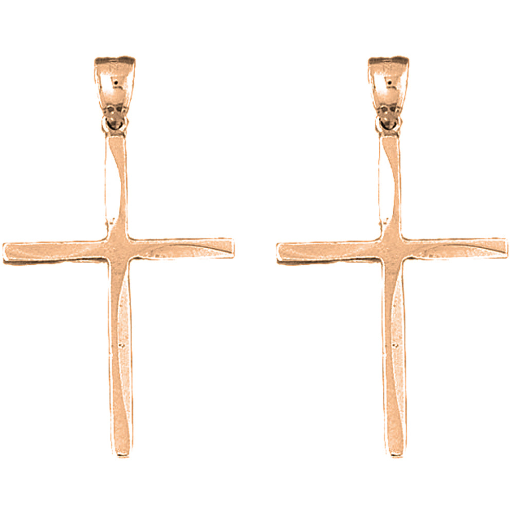 14K or 18K Gold 44mm Latin Cross Earrings