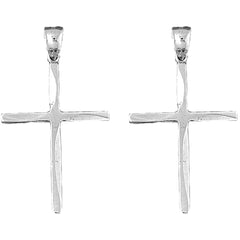 Sterling Silver 44mm Latin Cross Earrings