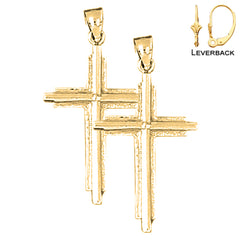 14K or 18K Gold Latin Cross Earrings