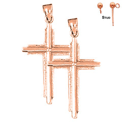 14K or 18K Gold Latin Cross Earrings