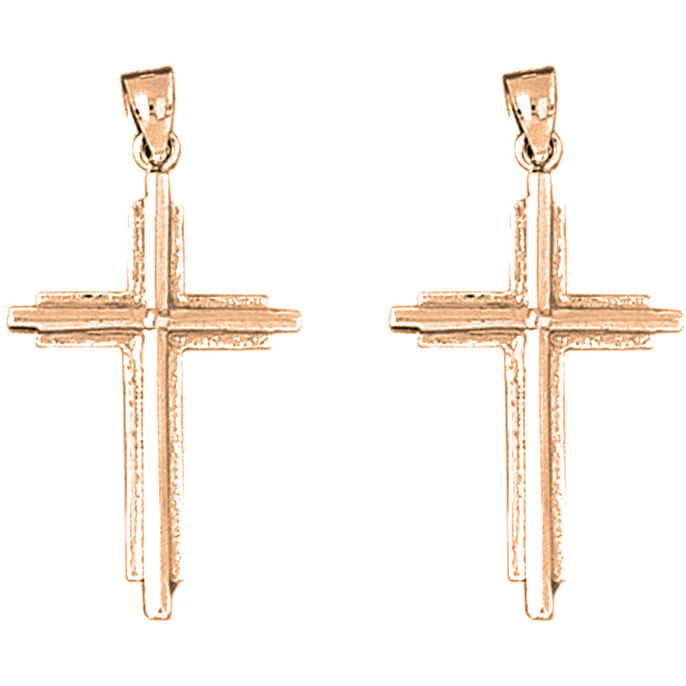 14K or 18K Gold 34mm Latin Cross Earrings