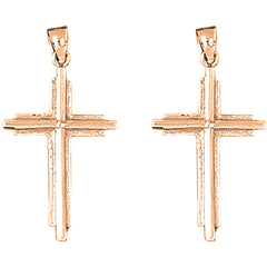 14K or 18K Gold 34mm Latin Cross Earrings