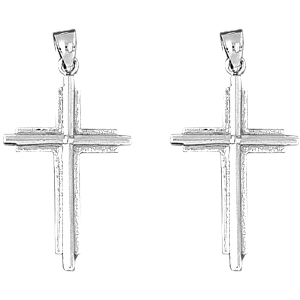 14K or 18K Gold 34mm Latin Cross Earrings