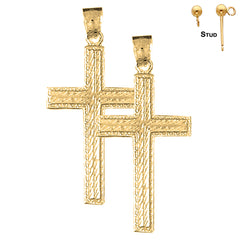 Pendientes de cruz latina de plata de ley de 44 mm (chapados en oro blanco o amarillo)