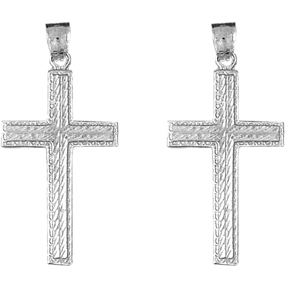 Sterling Silver 44mm Latin Cross Earrings
