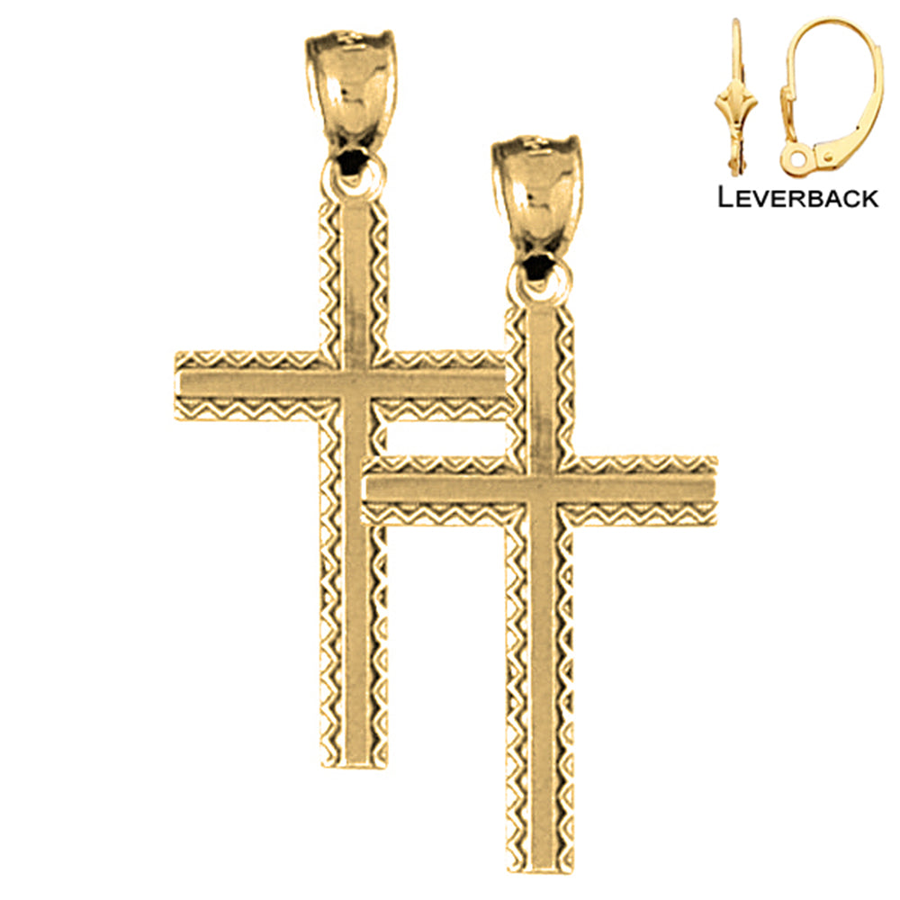 14K or 18K Gold Latin Cross Earrings