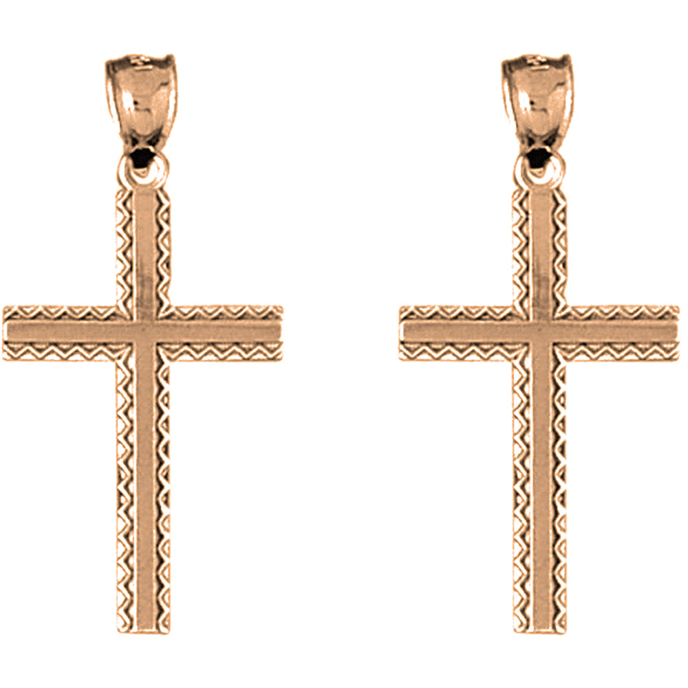 14K or 18K Gold 32mm Latin Cross Earrings