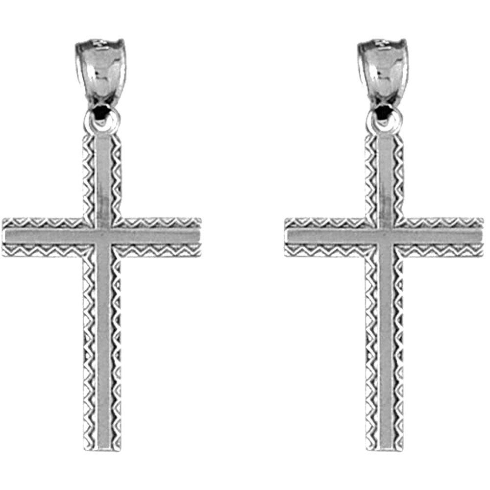 Sterling Silver 32mm Latin Cross Earrings