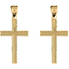 14K or 18K Gold 32mm Latin Cross Earrings