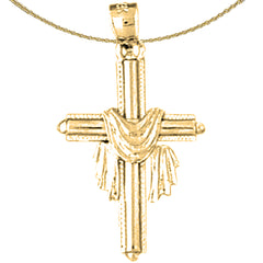 Colgante de cruz con túnica de oro de 14 quilates o 18 quilates