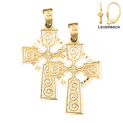 Sterling Silver 29mm Celtic Cross Earrings (White or Yellow Gold Plated)
