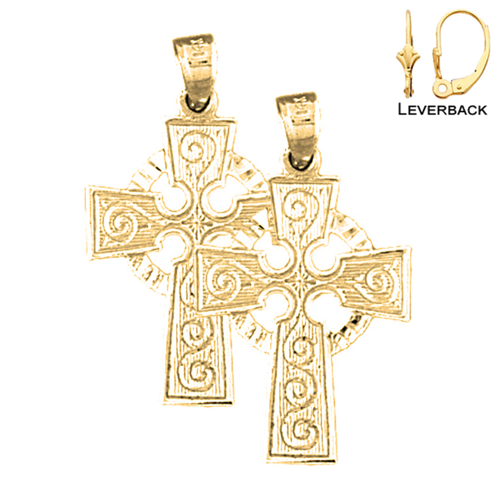 14K or 18K Gold Celtic Cross Earrings