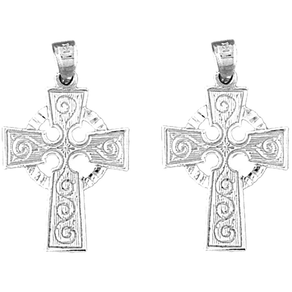 14K or 18K Gold 29mm Celtic Cross Earrings