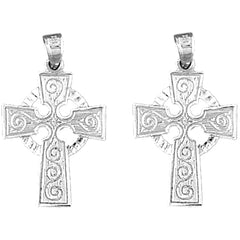 Sterling Silver 29mm Celtic Cross Earrings