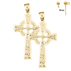 Sterling Silver 45mm Celtic Cross Earrings (White or Yellow Gold Plated)