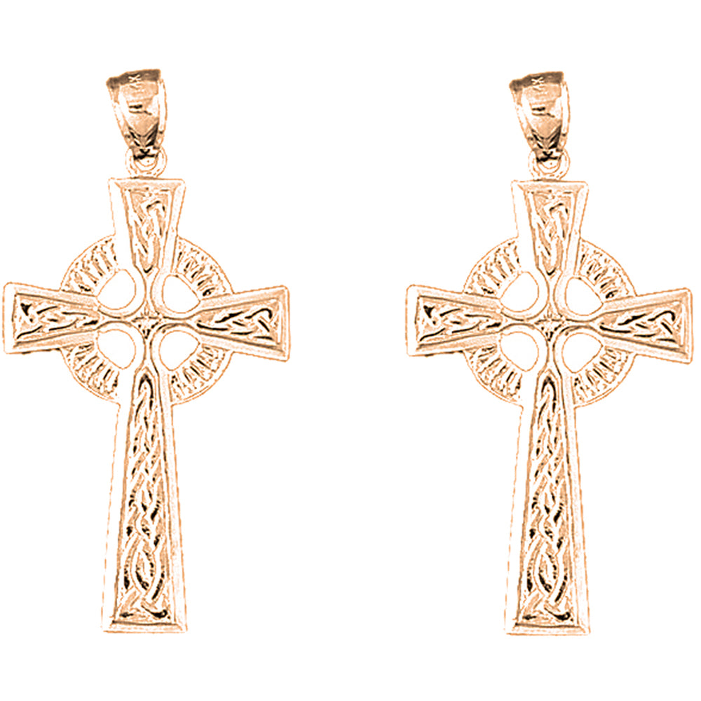 14K or 18K Gold 45mm Celtic Cross Earrings