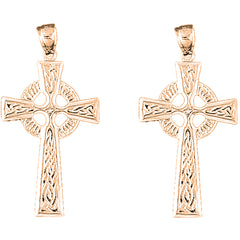 14K or 18K Gold 45mm Celtic Cross Earrings