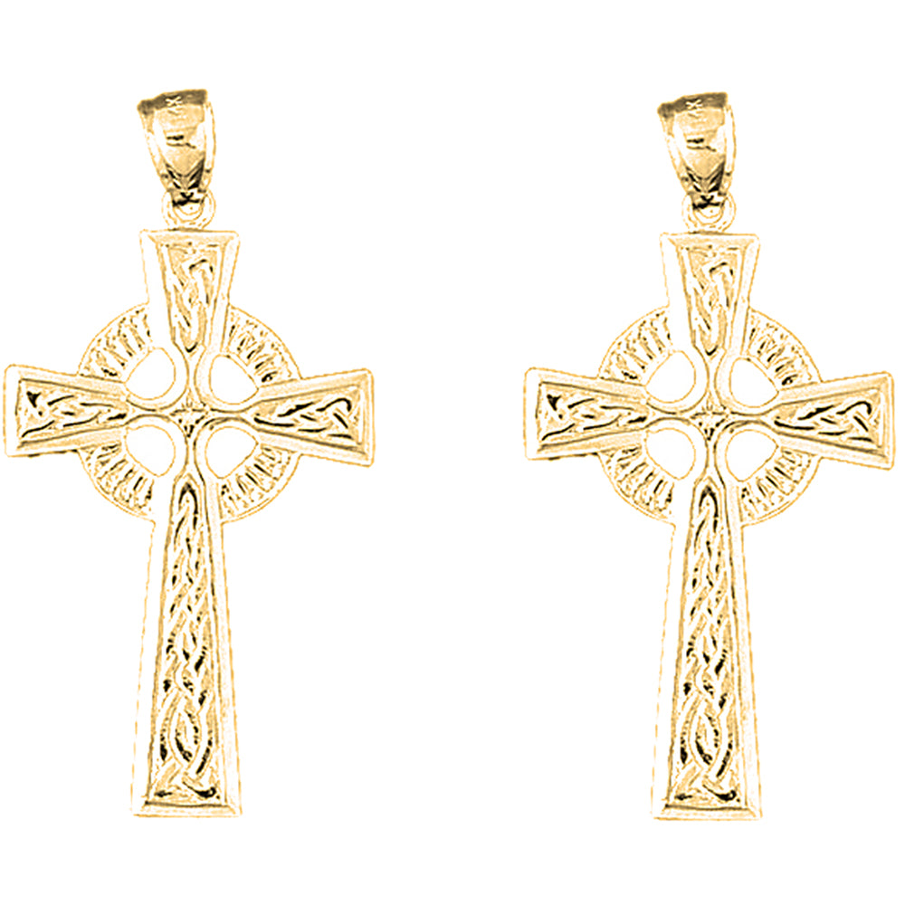 14K or 18K Gold 45mm Celtic Cross Earrings