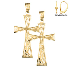 Pendientes de cruz celta de plata de ley de 33 mm (chapados en oro blanco o amarillo)
