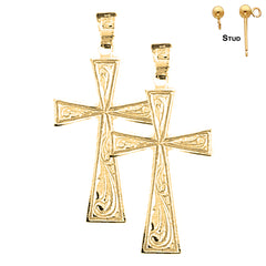 Pendientes de cruz celta de plata de ley de 33 mm (chapados en oro blanco o amarillo)